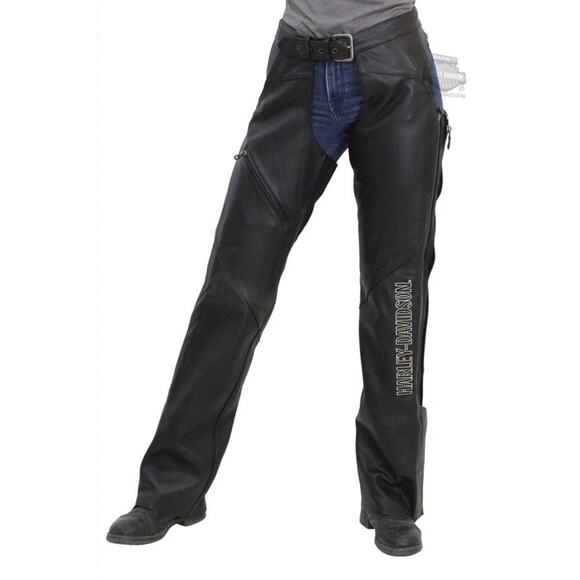 HARLEY DAVIDSON WOMENS SZ S DELUXE BLACK LEATHER CHAPS - Picture 1 of 10